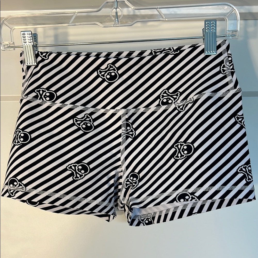 Savage Barbell Striped Skull Print Women's Booty Shorts